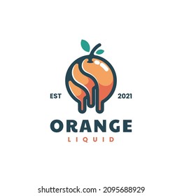 Logo Vector Ilustración Estilo Mascota Simple Naranja.