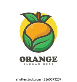 Vector Logo Illustration Orange Simple Mascot Style.