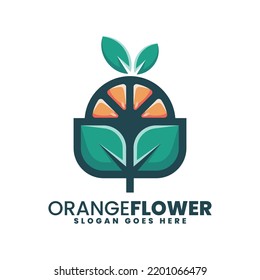 Vector Logo Illustration Orange Simple Mascot Style.