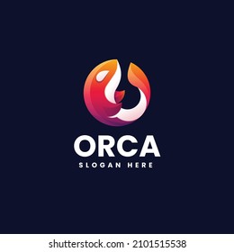 Vector Logo Illustration Orca Gradient Colorful Style.
