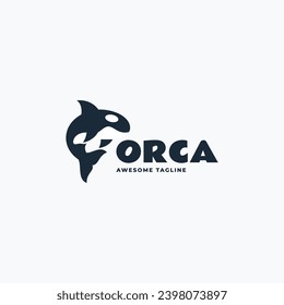 Vector Logo Illustration Orca Silhouette Style.