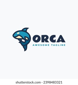 Vector Logo Illustration Orca Simple Mascot Style.