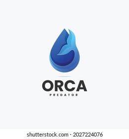 Vector Logo Illustration Orca Tail Gradient Colorful Style.