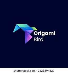 Vector Logo Illustration Origami Bird Gradient Colorful Style