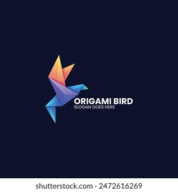 Vector Logo Illustration Origami Bird Gradient Colorful Style