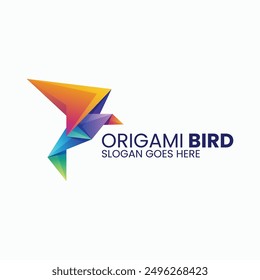 Vector Logo Illustration Origami Bird Gradient Colorful Style