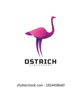 Vector Logo Illustration Ostrich Gradient Colorful Style.