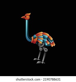 Vector logo illustration Ostrich gradient colorful style