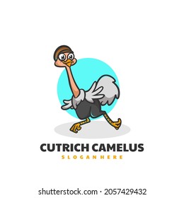 Vector Logo Illustration Ostrich Mascot Cartoon Style