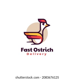 Logotipo vectorial Ilustración Ostrich Estilo de mascota simple.