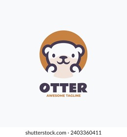 Vector Logo Illustration Otter Line Art Style.