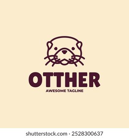 Vector Logo Illustration Otter Line Art Style