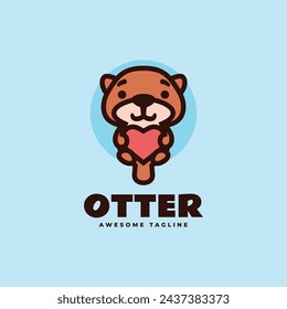 Vector Logo Illustration Otter Mascot Cartoon Style.