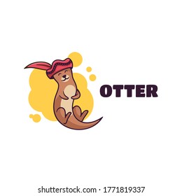 Vector Logo Illustration Otter Simple Mascot Style.