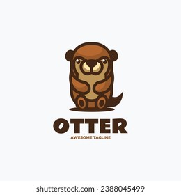 Vector Logo Illustration Otter Simple Mascot Style.