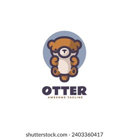 Vector Logo Illustration Otter Simple Mascot Style.