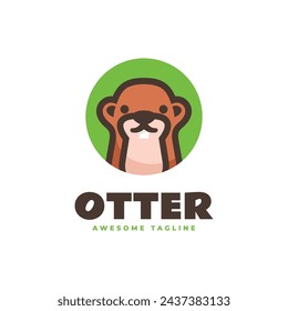 Vector Logo Illustration Otter Simple Mascot Style.