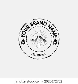 vector logo illustration for outdoor activity camping hiking mountain