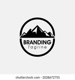vector logo illustration for outdoor activity camping hiking mountain