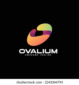 Vector Logo Illustration Oval Gradient Colorful Style.