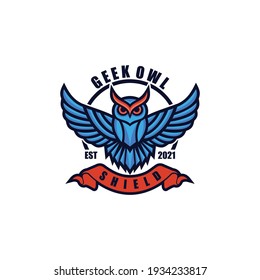 Vector Logo Illustration Owl Color Badge Style.