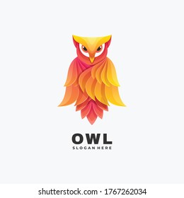 Vector Logo Illustration Owl Gradient Colorful Style.