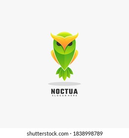 Vector Logo Illustration Owl Gradient Colorful Style.