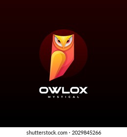 Vector Logo Illustration Owl Gradient Colorful Style.