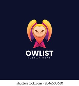Vector Logo Illustration Owl Gradient Colorful Style.