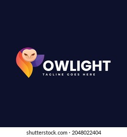 Vector Logo Illustration Owl Gradient Colorful Style.