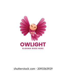 Vector Logo Illustration Owl Gradient Colorful Style.