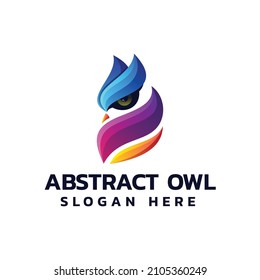 Vector Logo Illustration Owl Gradient Colorful Style.