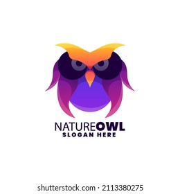 Vector Logo Illustration Owl Gradient Colorful Style.