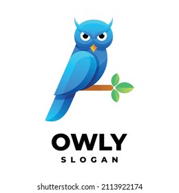 Vector Logo Illustration Owl Gradient Colorful Style.