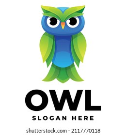 Vector Logo Illustration Owl Gradient Colorful Style.