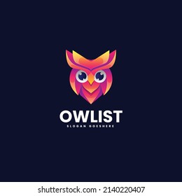 Vector Logo Illustration Owl Gradient Colorful Style.