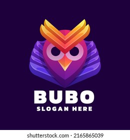 Vector Logo Illustration Owl Gradient Colorful Style.