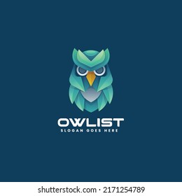 Vector Logo Illustration Owl Gradient Colorful Style.