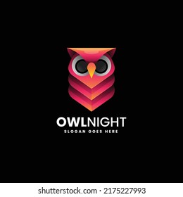 Vector Logo Illustration Owl Gradient Colorful Style.