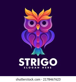 Vector Logo Illustration Owl Gradient Colorful Style.