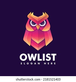 Logo Vector Ilustración Estilo Colorido Gradiente Búho.