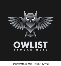 Vector Logo Illustration Owl Gradient Colorful Style.