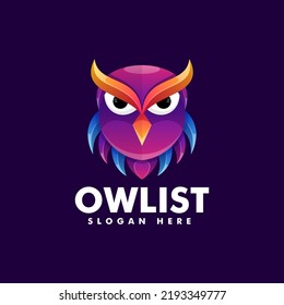 Vector Logo Illustration Owl Gradient Colorful Style.