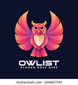 Vector Logo Illustration Owl Gradient Colorful Style