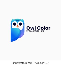 Vector Logo Illustration Owl Gradient Colorful Style.