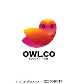 Vector Logo Illustration Owl Gradient Colorful Style.