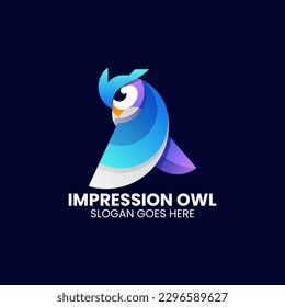 Vector Logo Illustration Owl Gradient Colorful Style