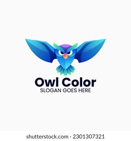 Vector Logo Illustration Owl Gradient Colorful Style.