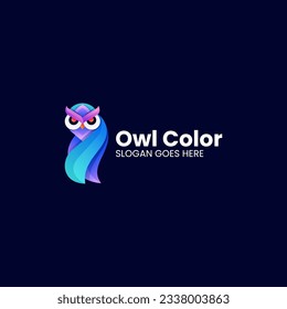 Estilo de color de gradiente de búho con logotipo vector