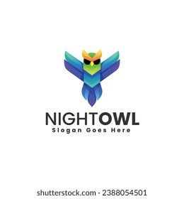 Vector Logo Illustration Owl Gradient Colorful Style